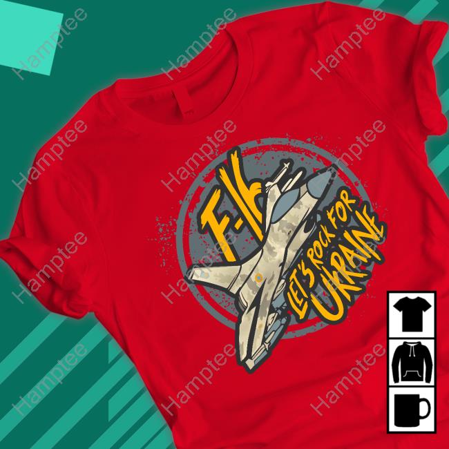 F-16 Let's Rock For Ukraine T Shirt Paul Massaro Wearing