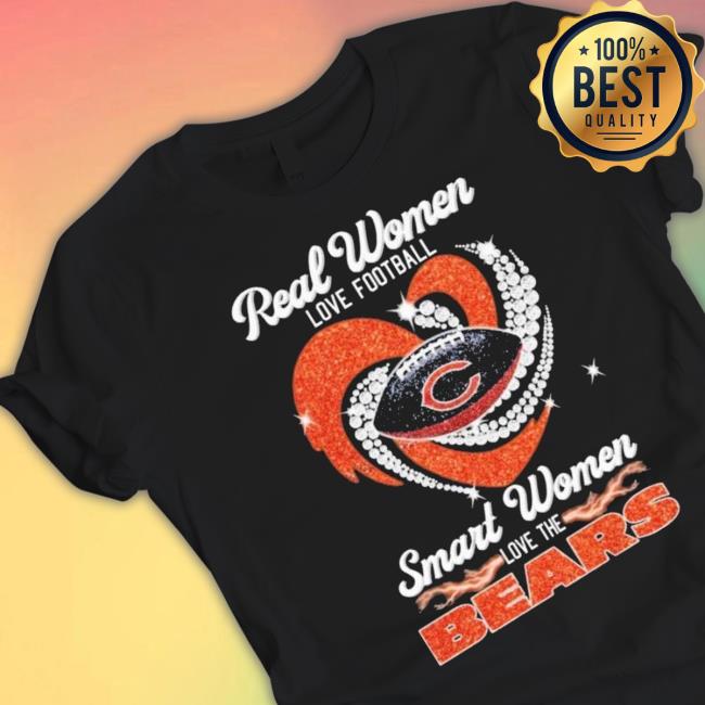 Real women love football smart women love the Chicago Bears heart diamond  t-shirt, hoodie, sweater, long sleeve and tank top