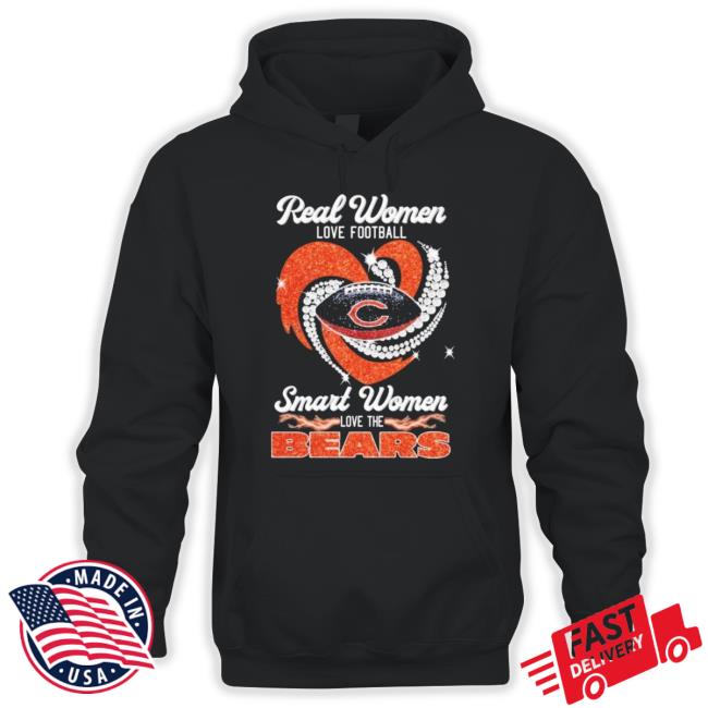 Real women love football smart women love the Chicago Bears heart diamond  t-shirt, hoodie, sweater, long sleeve and tank top