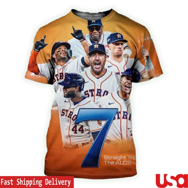 Official Houston Astros Lucky 7 Are Headed Back To The Alcs Mlb 2023 Postseason 3D T-Shirt