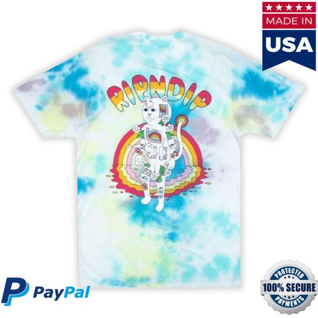 Official Rip N Dip Out Of The Box Skate Shirts Blue & Yellow Tie Dye