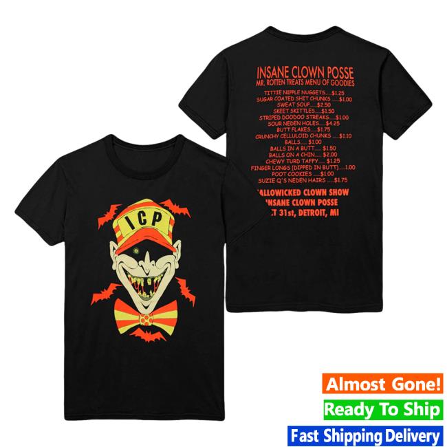 Official Icp Merch Clothing Store Insane Clown Posse Rotten Treats Black Shirt New