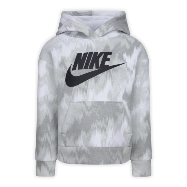 White & Gray Tie-Dye Logo Club Pullover Sweaters - Toddler & Girls