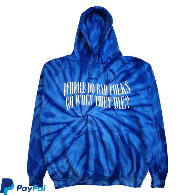Official Misery Worldwide Misery Worldwide Where Do Bad Folks Go When They Die? Blue Tie Dye Crewneck Sweatshirt
