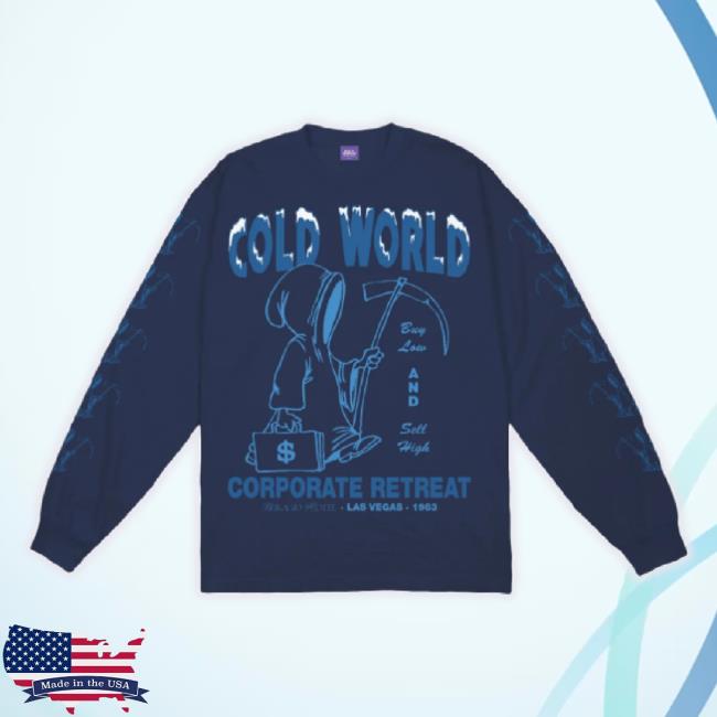 Original Cold World Frozen Goods Merch Store Corporate Retreat Shirt (Navy) Coldworldfrozengoods Shop