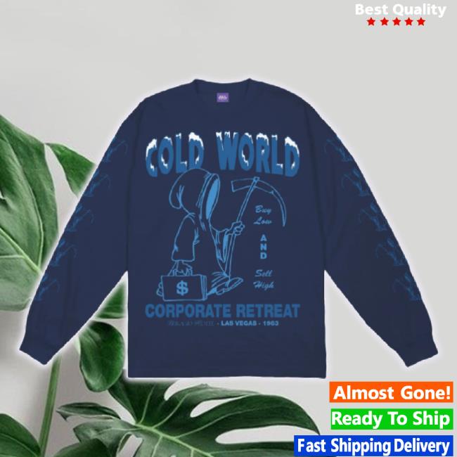 Original Cold World Frozen Goods Merch Store Corporate Retreat Long Sleeve Tee (Navy) Coldworldfrozengoods Shop