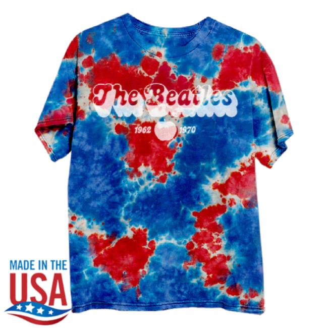Official The Beatles Merch Store Red & Blue Tie Dye Shirt Thebeatles Shop