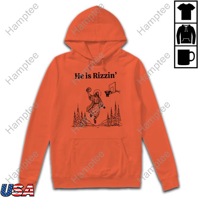 Fat Kid Deals Store He Is Rizzen' Easter Basketball Hoodie