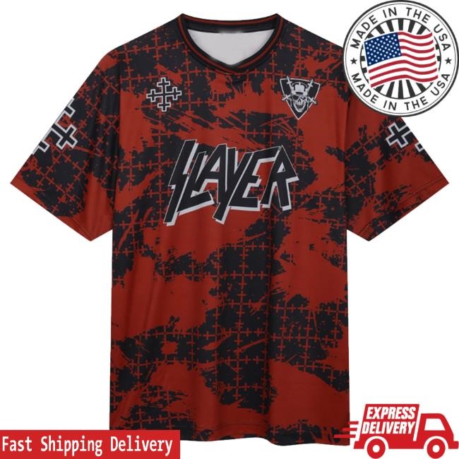 Hmv Merch God Hates Us Slayer Rock Fc Premium Jersey T-Shirt Hmv Merch God Hates Us Slayer Rock Fc Premium Jersey T-Shirt