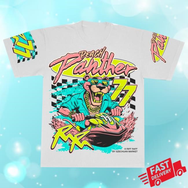 Official Planetriffraff Merch Szechuan Market Peach Panther Jet Ski Shirt X Szechuan Market Collab Tee