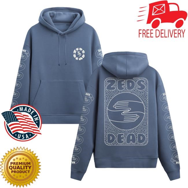 Zeds Dead Official Shop Merch Store Zeds Dead Unity Storm Blue Pullover Zip Hoodie