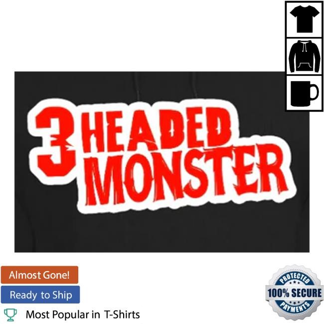 Psychopathic Vault Store 3 Headed Monster Red/White Text Logo Embroidered Long Sleeve Shirt