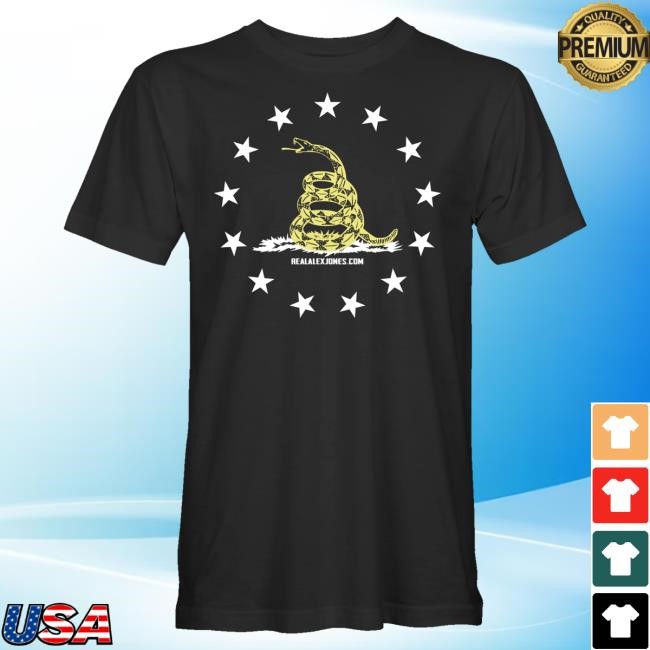 Official The Alex Jones Store Merch Shop Don't Tread On Me Circle Stars Tee